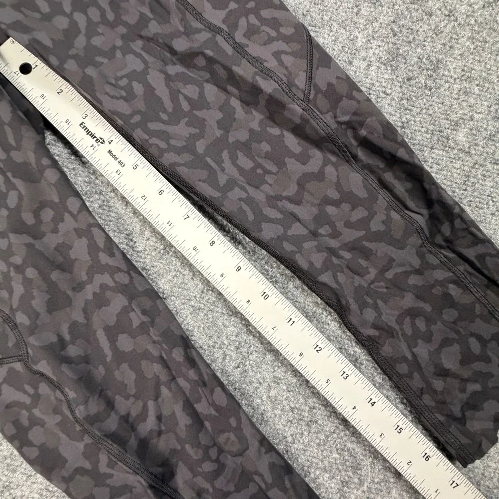 Lululemon Fast and Free HR Crop 19 Nulux Camo Leggings Grey Black Womens 4